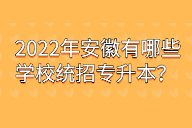 2022年安徽有哪些学校统招专升本？
