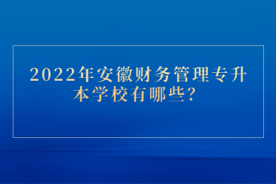 2022年安徽财务管理专升本学校有哪些？