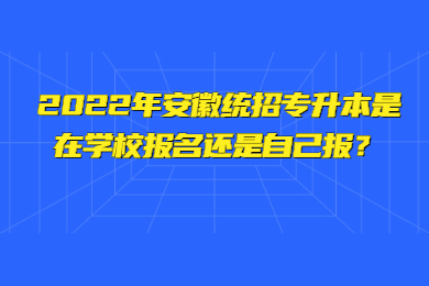 2022年安徽统招专升本是在学校报名还是自己报？
