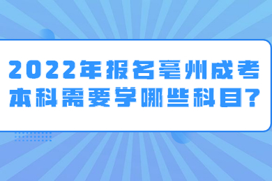2022年报名亳州成考本科需要学哪些科目?