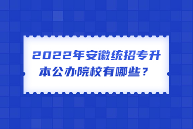 2022年安徽统招专升本公办院校有哪些？