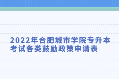 2022年合肥城市学院专升本考试各类鼓励政策申请表
