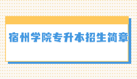 宿州学院专升本招生简章