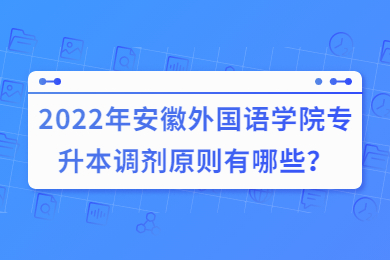 2022年安徽外国语学院专升本调剂原则有哪些？
