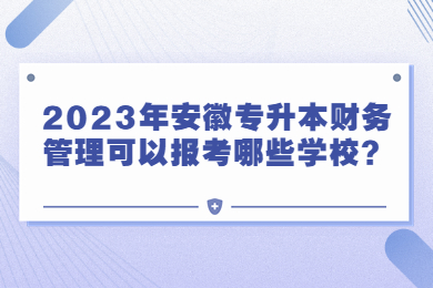 2023年安徽专升本财务管理可以报考哪些学校？