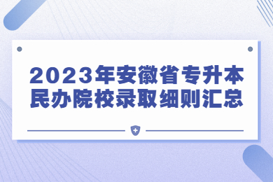 2023年安徽省专升本民办院校录取细则汇总