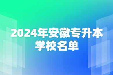 2024年安徽专升本学校名单