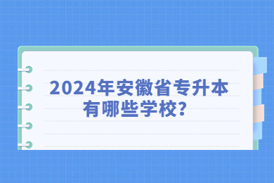 2024年安徽省专升本有哪些学校？