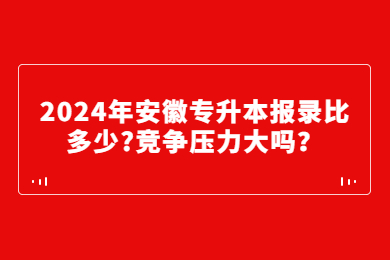 2024年安徽专升本报录比多少?竞争压力大吗？