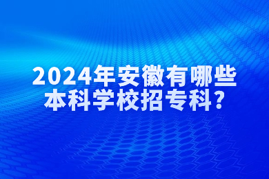 2024年安徽有哪些本科学校招专科?