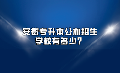 安徽专升本公办招生学校