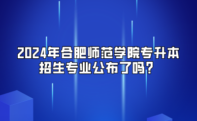 2024年合肥师范学院专升本招生专业