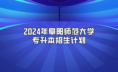 2024年阜阳师范大学专升本招生计划