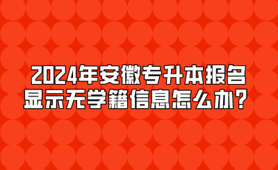 2024年安徽专升本报名显示无学籍信息怎么办？